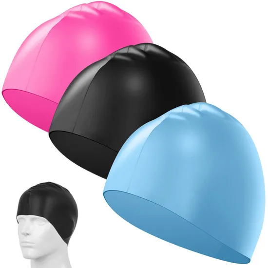 Cuffia da nuoto in silicone solido, design ergonomico 3D, comoda cuffia da nuoto per donne e uomini, ideale per capelli corti, medi e lunghi Esg12874